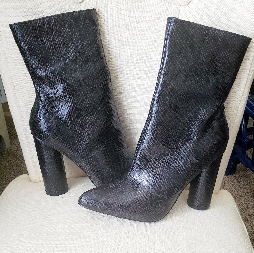 Black Snake Skin ankle booties
